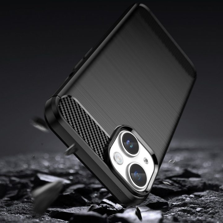 Carbon dėklas iPhone 14 Plus lanksčiam geliniam užpakaliniam dangteliui, juodas