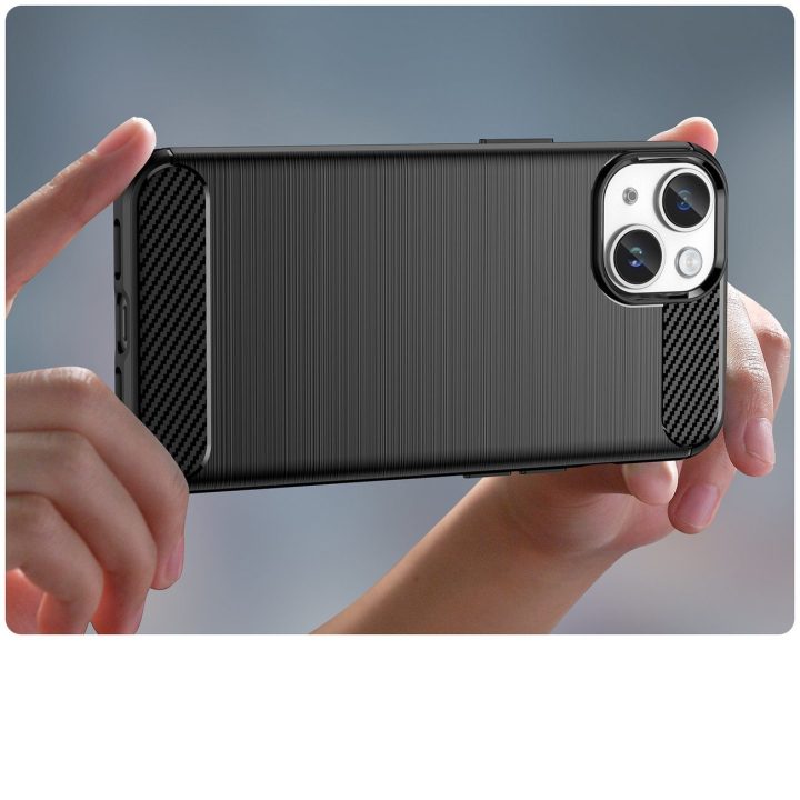 Carbon dėklas iPhone 14 Plus lanksčiam geliniam užpakaliniam dangteliui, juodas