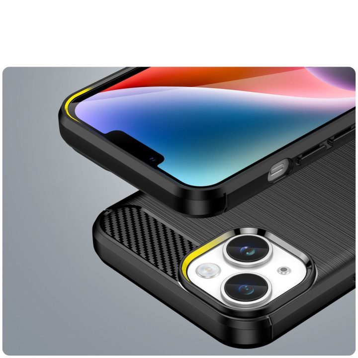 Carbon dėklas iPhone 14 Plus lanksčiam geliniam užpakaliniam dangteliui, juodas