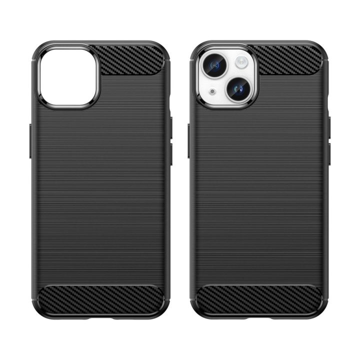 Carbon dėklas iPhone 14 Plus lanksčiam geliniam užpakaliniam dangteliui, juodas