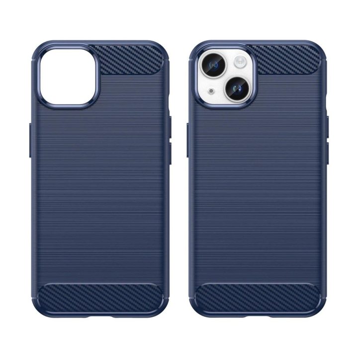 Carbon dėklas iPhone 14 Plus lanksčiam geliniam užpakaliniam dangteliui, mėlynos spalvos