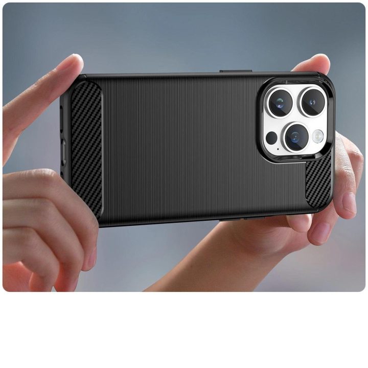 Carbon Case iPhone 14 Pro lankstus gelinis galinis dangtelis, juodas