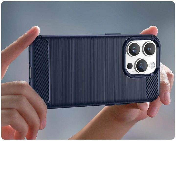 Carbon Case iPhone 14 Pro lankstus gelinis galinis dangtelis mėlynas