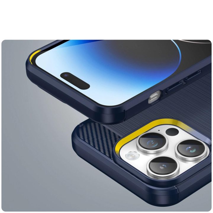 Carbon Case iPhone 14 Pro lankstus gelinis galinis dangtelis mėlynas