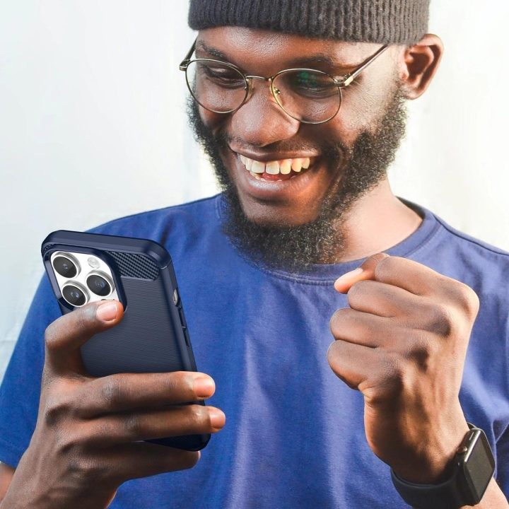Carbon Case iPhone 14 Pro lankstus gelinis galinis dangtelis mėlynas