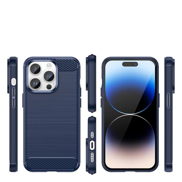 Carbon Case iPhone 14 Pro lankstus gelinis galinis dangtelis mėlynas