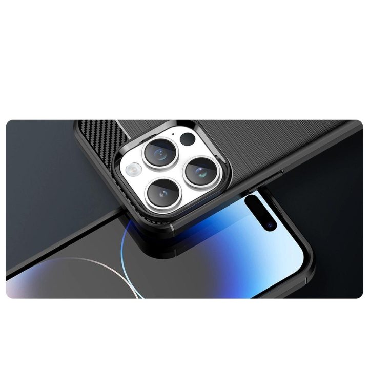 Carbon Case iPhone 14 Pro Max lankstus gelinis galinis dangtelis, juodas