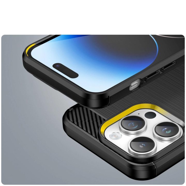 Carbon Case iPhone 14 Pro Max lankstus gelinis galinis dangtelis, juodas