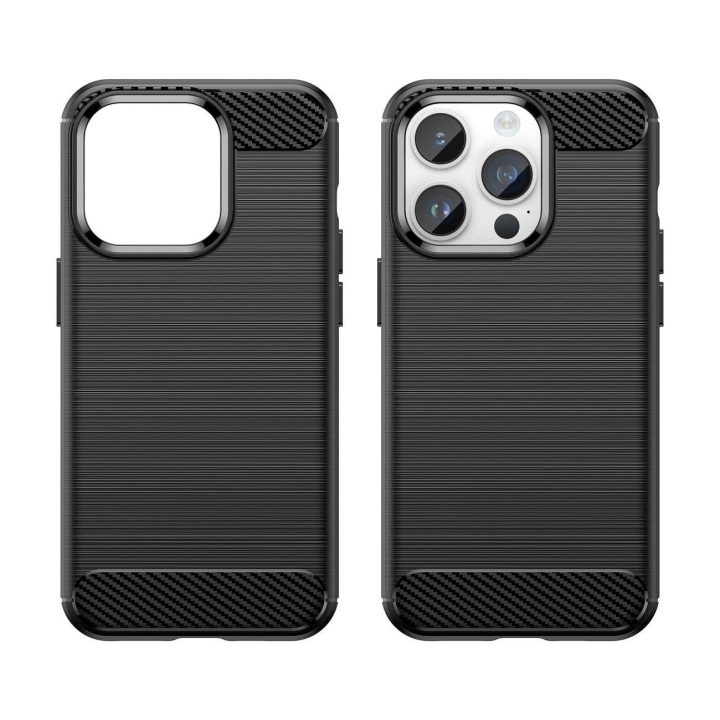 Carbon Case iPhone 14 Pro Max lankstus gelinis galinis dangtelis, juodas