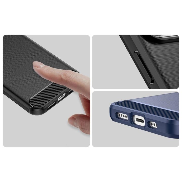 Carbon Case iPhone 14 Pro Max lankstus gelinis galinis dangtelis, juodas