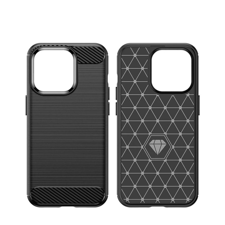 Carbon Case iPhone 14 Pro Max lankstus gelinis galinis dangtelis, juodas