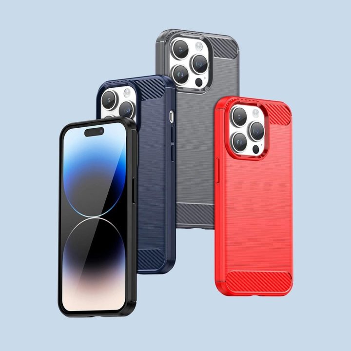 Carbon Case iPhone 14 Pro Max lankstus gelinis galinis dangtelis, juodas