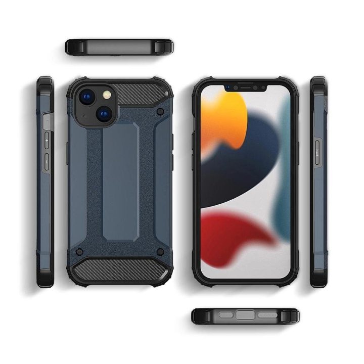 Hybrid Armor dėklas iPhone 14 Plus , šarvuotas hibridinis dangtelis, mėlynas