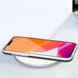 Skaidrus 3in1 dėklas iPhone 14 Plus silikoninis dangtelis su rėmeliu, mėlynas