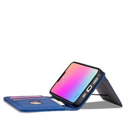 Magnetinis kortelių dėklas iPhone 14 Pro Max flip cover wallet stand blue
