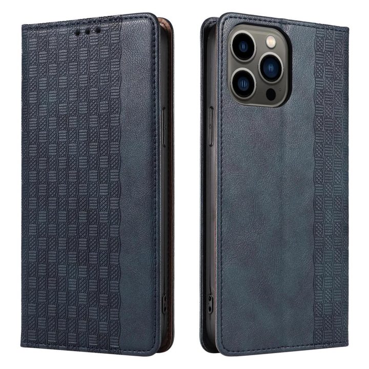 Magneto dirželio dėklas iPhone 14 Flip Wallet Mini Lanyard Stand Blue