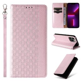 Magneto dirželio dėklas iPhone 14 Pro Flip Wallet Mini Lanyard Stand Pink dėklas