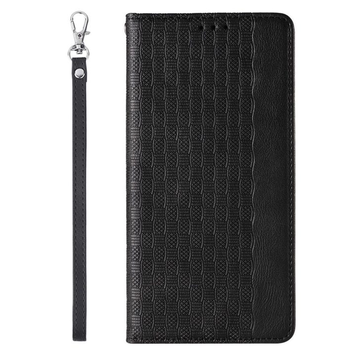 Magneto dirželio dėklas iPhone 14 Pro Max Flip Wallet Mini Lanyard Stand Black dėklas
