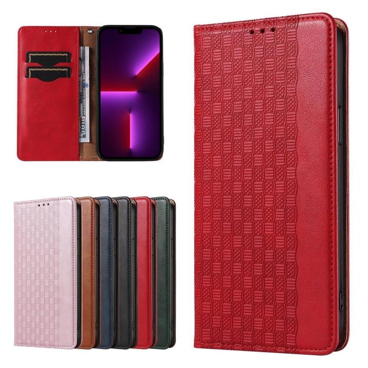 Magneto dirželio dėklas iPhone 14 Pro Max Flip Wallet Mini Lanyard Stand Red dėklas