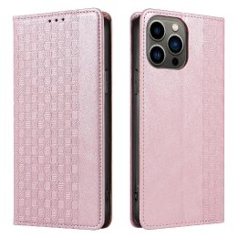 Magneto dirželio dėklas iPhone 14 Pro Max Flip Wallet Mini Lanyard Stand Pink
