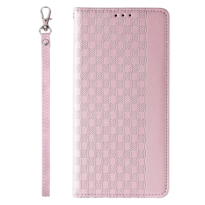 Magneto dirželio dėklas iPhone 14 Pro Max Flip Wallet Mini Lanyard Stand Pink