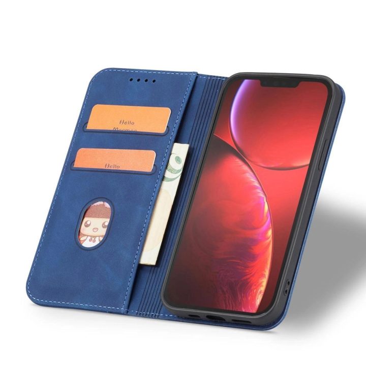 Magnetinis Fancy Case dėklas iPhone 14 , apverčiamasis dangtelis, piniginės stovas, mėlynas