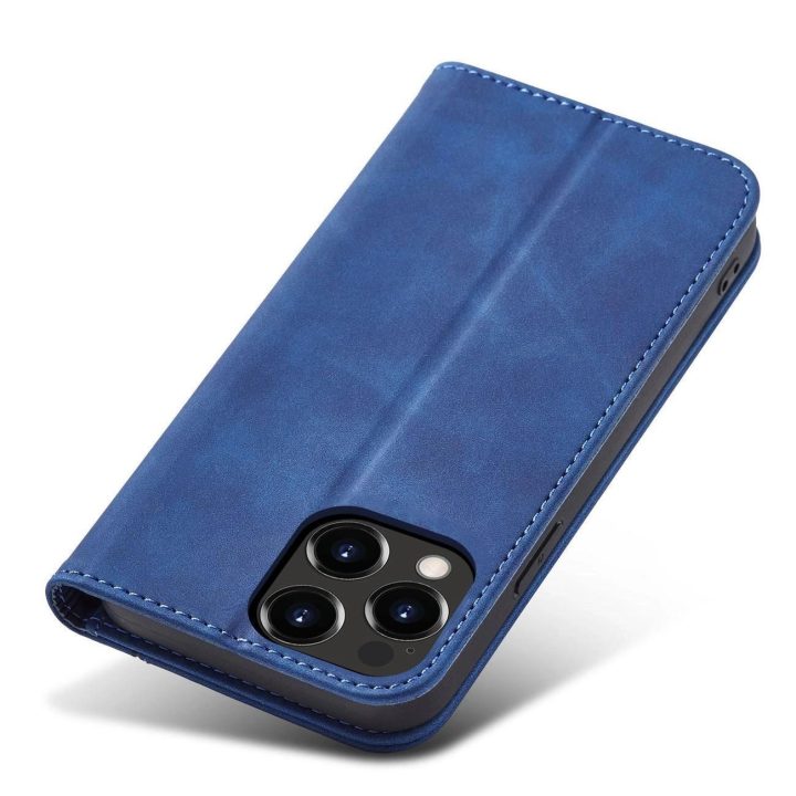 Magnetinis Fancy Case dėklas iPhone 14 , apverčiamasis dangtelis, piniginės stovas, mėlynas