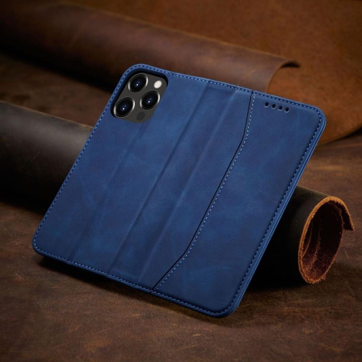 iPhone 14 Plus , apverčiamasis dangtelis, piniginės stovas, mėlynas