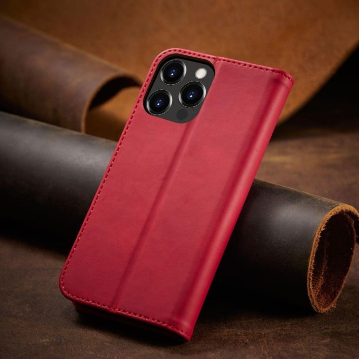 iPhone 14 Plus , apverčiamasis dangtelis, piniginės stovas, raudonas