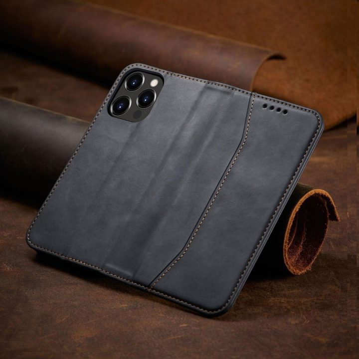 iPhone 14 Pro , apverčiamas dangtelis, piniginės stovas, juodas
