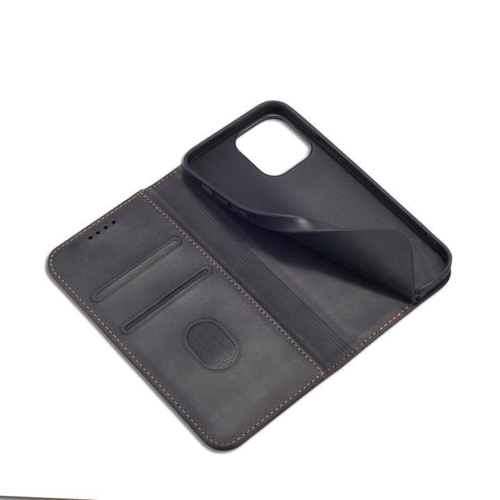 iPhone 14 Pro , apverčiamas dangtelis, piniginės stovas, juodas