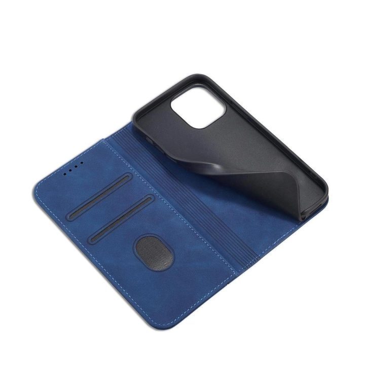 iPhone 14 Pro , apverčiamasis dangtelis, piniginės stovas, mėlynos spalvos