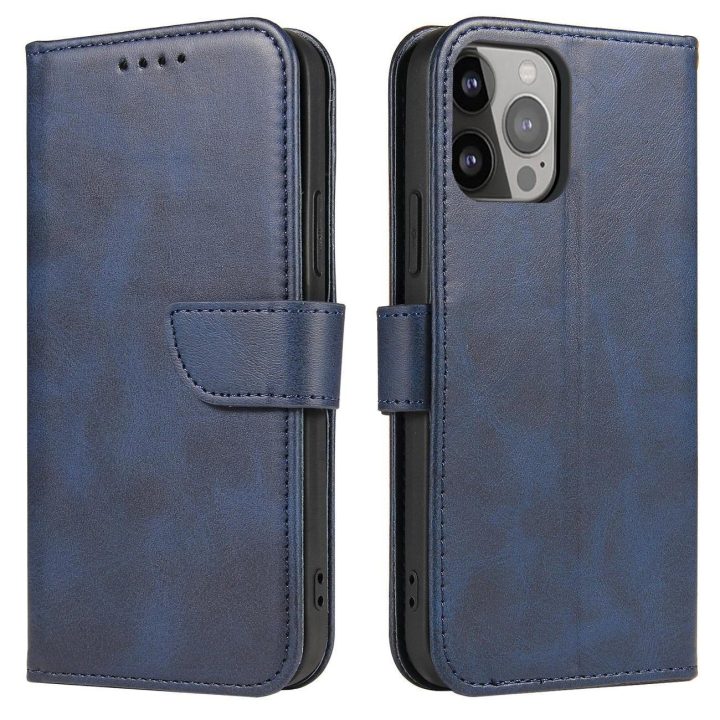 Magnetinis dėklas elegantiškas dėklas su atvartu ir stovo funkcija, skirtas iPhone 14 Max , mėlynas