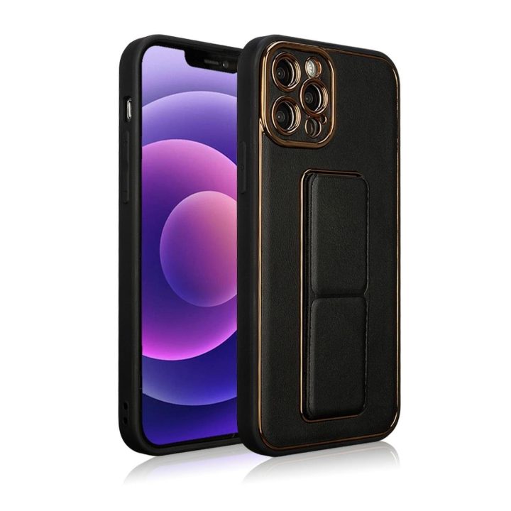 Naujas iPhone 13 Pro Max dėklas su stovu, skirtas iPhone 13 Pro Max su stovu, juodas