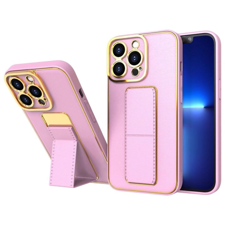 Naujas Samsung Galaxy A12 5G korpuso dangtelis su stoveliu, skirtas Samsung Galaxy A12 5G , rožinės spalvos