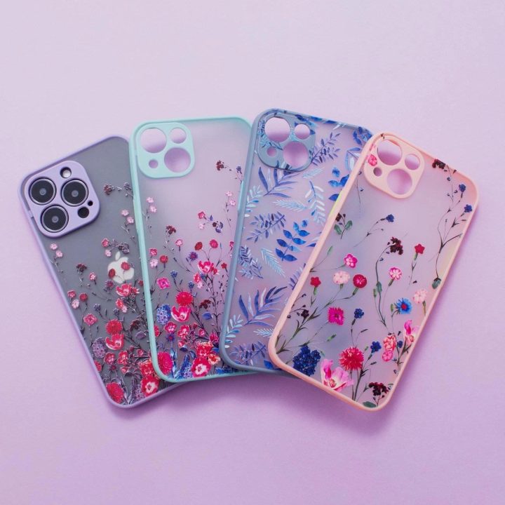 Dizaino dėklas iPhone 12 Pro gėlių dėklas šviesiai mėlynas