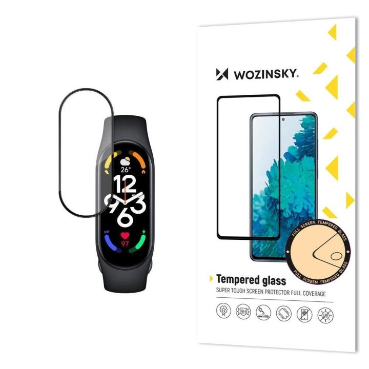 Pilnas klijų Xiaomi Mi Band 7 juodas grūdintas stiklas