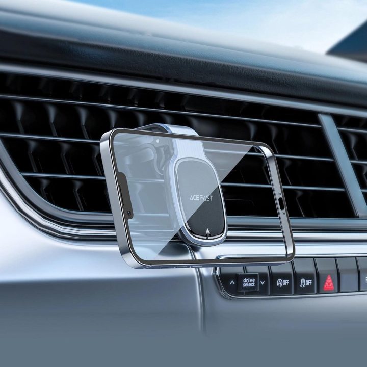 Acefast magnetinis automobilinio telefono laikiklis oro ventiliacijai pilkas (D16 pilkas)
