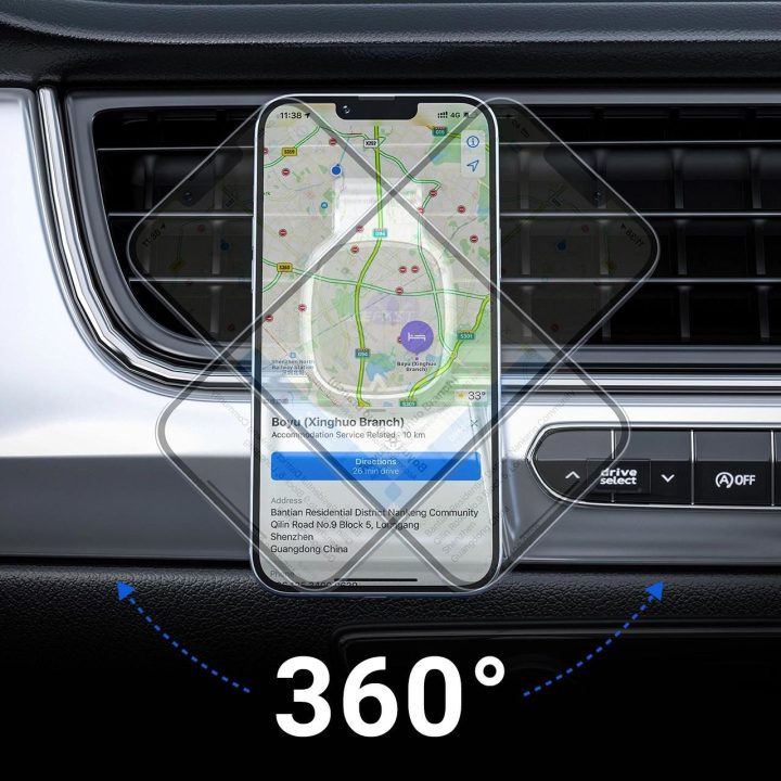 Acefast magnetinis automobilinio telefono laikiklis oro ventiliacijai pilkas (D16 pilkas)