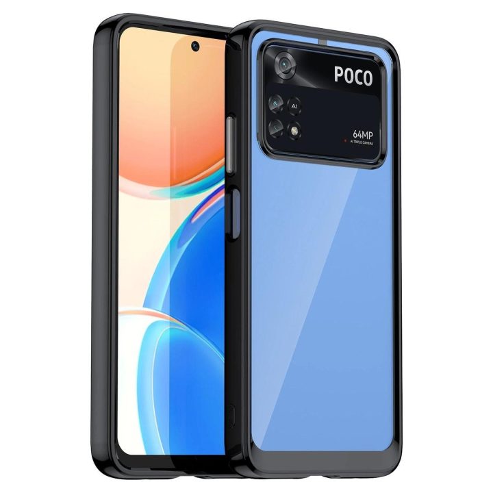 Outer Space dėklas Xiaomi Poco M4 Pro su lanksčiu rėmeliu, juodas