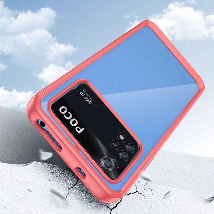Outer Space dėklas Xiaomi Poco M4 Pro dangtelis su lanksčiu rėmeliu raudonas
