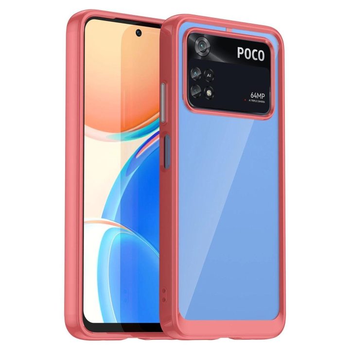 Outer Space dėklas Xiaomi Poco M4 Pro dangtelis su lanksčiu rėmeliu raudonas