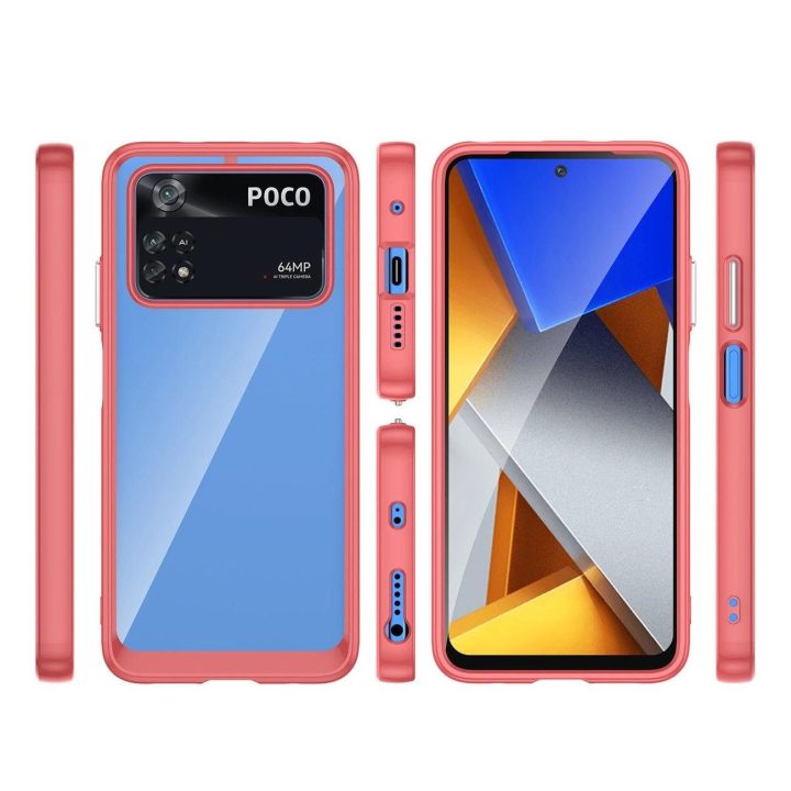 Outer Space dėklas Xiaomi Poco M4 Pro dangtelis su lanksčiu rėmeliu raudonas