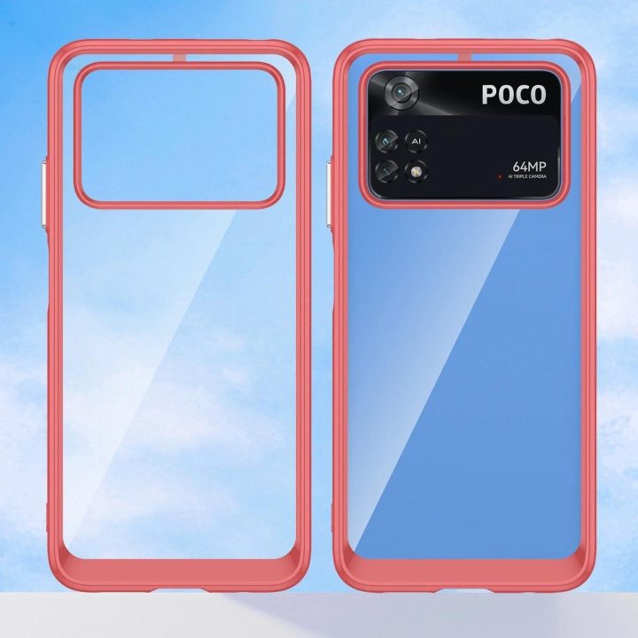 Outer Space dėklas Xiaomi Poco M4 Pro dangtelis su lanksčiu rėmeliu raudonas