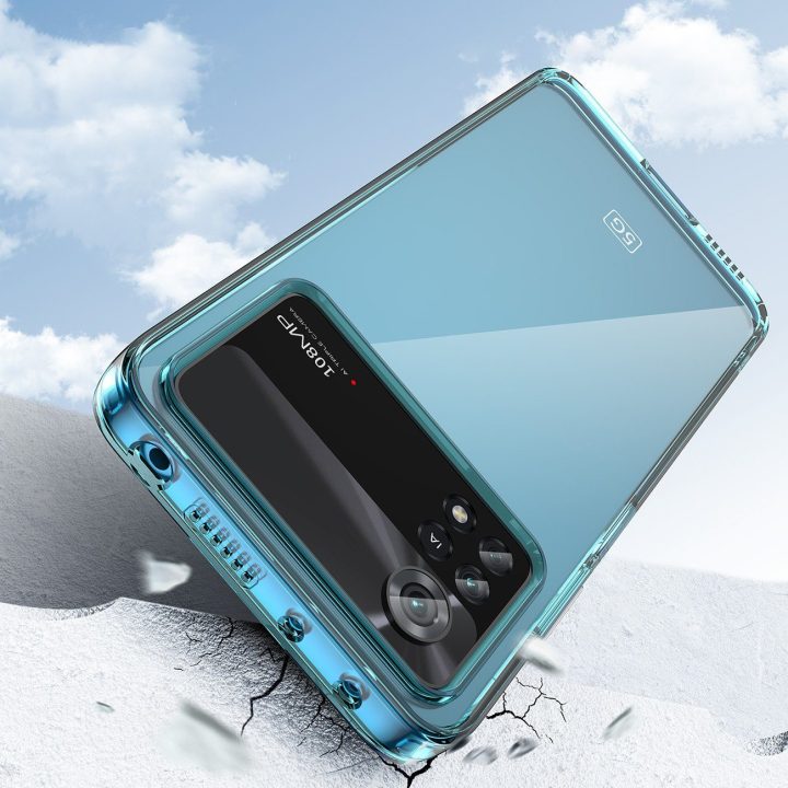 Outer Space dėklas Xiaomi Poco X4 Pro 5G su lanksčiu rėmeliu, mėlynos spalvos