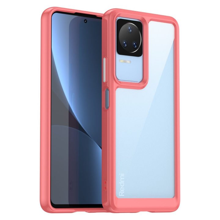 Outer Space dėklas Xiaomi Poco F4 5G su lanksčiu rėmeliu raudonas
