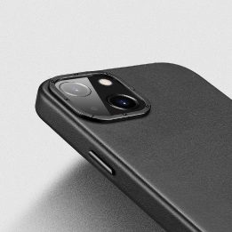 Grit odinis dėklas iPhone 14 Plus , elegantiškas dirbtinės odos dangtelis (suderinamas su MagSafe ), juodas