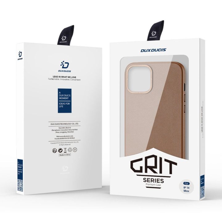 Grit odinis dėklas iPhone 14 Plus , elegantiškas dirbtinės odos dangtelis (suderinamas su MagSafe ), rudas