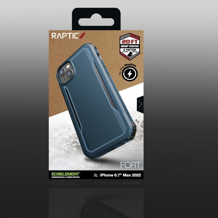 Raptic X-Doria Fort dėklas iPhone 14 Plus su MagSafe šarvuotu mėlynu dangteliu