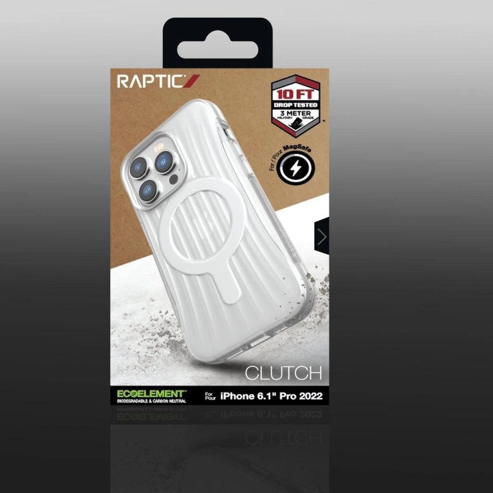 Raptic X-Doria Clutch dėklas iPhone 14 Pro su MagSafe galiniu dangteliu, skaidrus